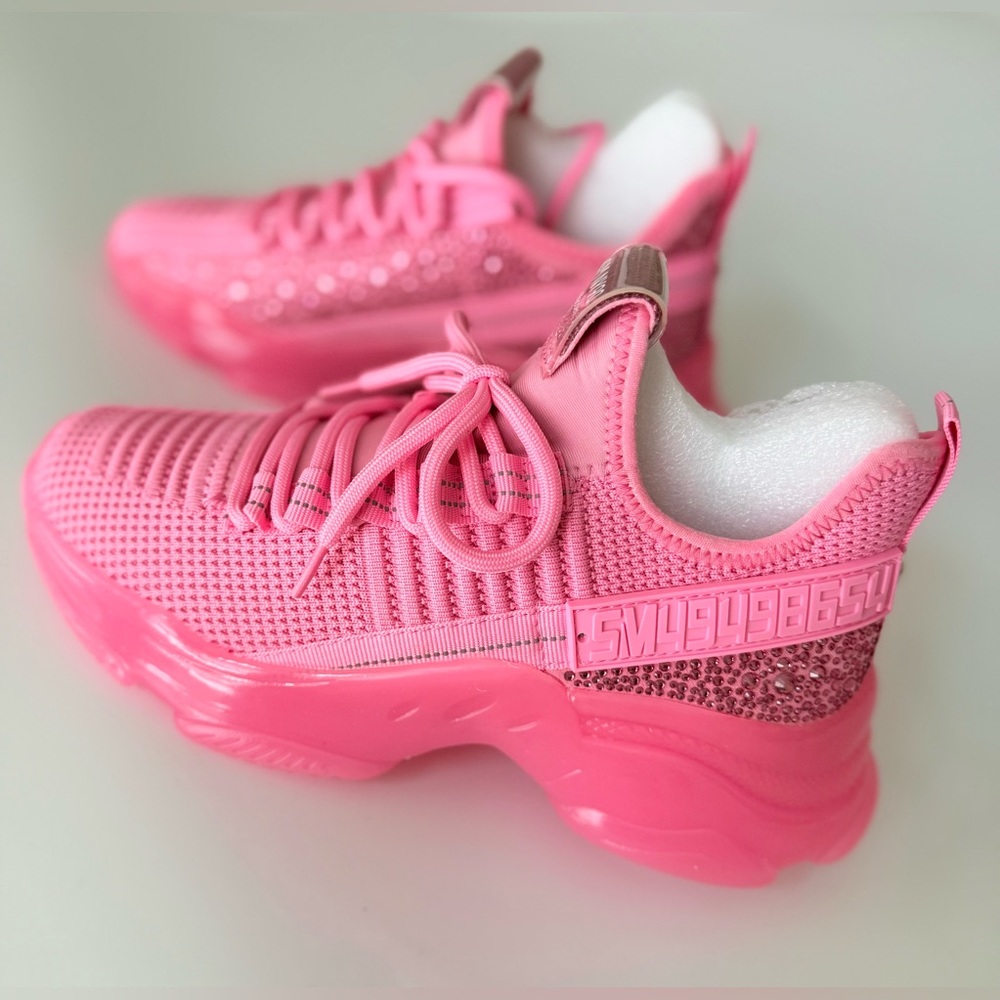 New Steve Madden Maxima Hot Pink Rhinestone Woman Sneakers. Size 7